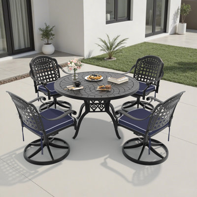 Ensemble de salle à manger 5 pièces avec chaises pivotantes et coussins