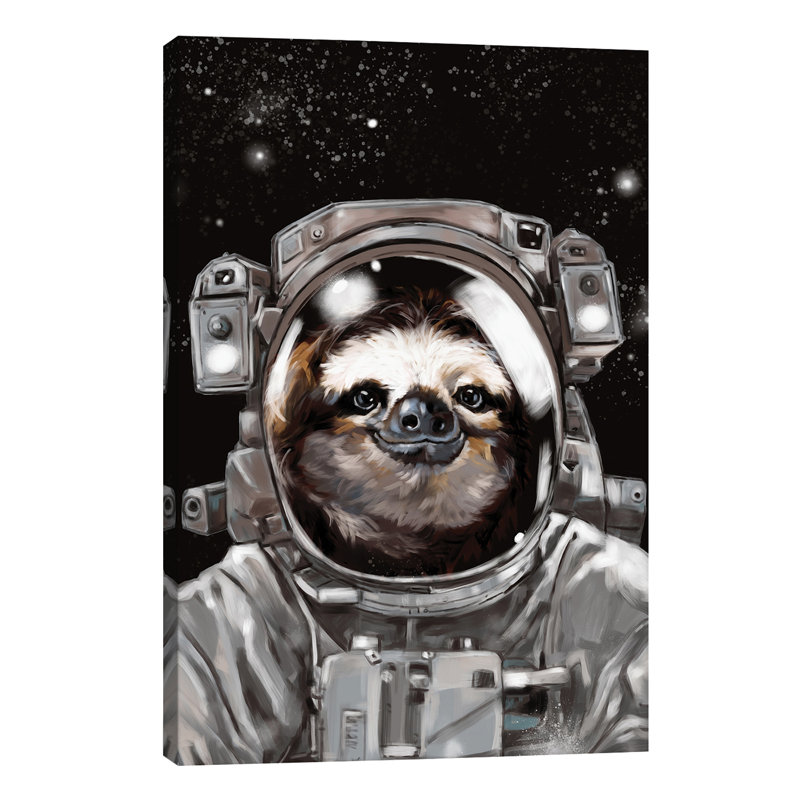 « astronaute sloth selfie », art, Toile tendue, H 12 po x l 8 po x P 0,75 po