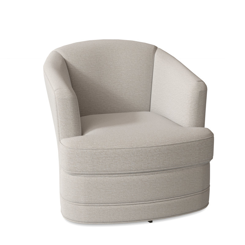 Greyson Swivel Barrel Chair, White Performance Fabric; 0851-94