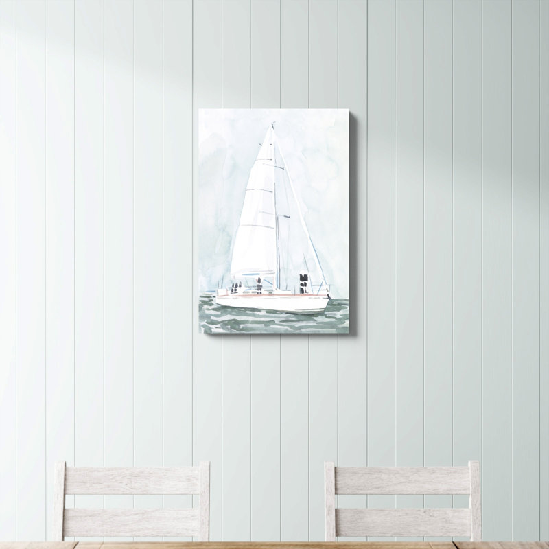 Doux voilier III, peinture sur toile, H 30 po x l 20 po