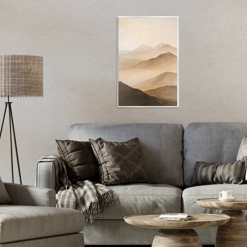 «Moody Mountains Foggy Landscape», plaque murale par Petal Prints Design, H 19 po x l 13 po