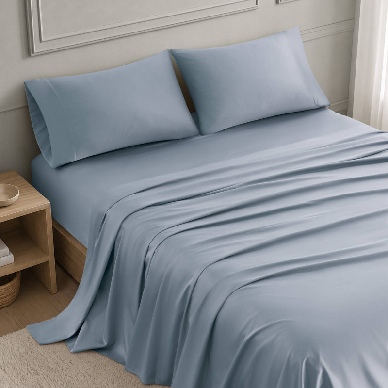 Ensemble de draps en coton Tencel, Cal King, Blue Fog