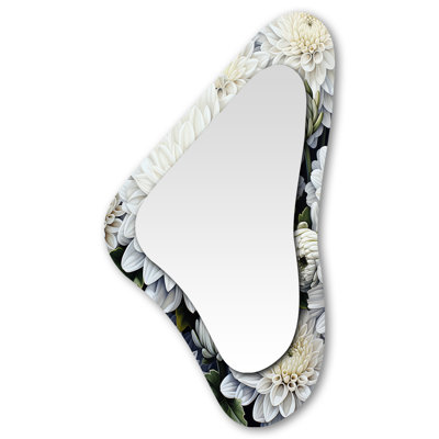 Minimalism Mums In Green And White - Mums Unique Shape Mirror, Green Asymmetrical Unique Wall Mirror, Printed Metal Art