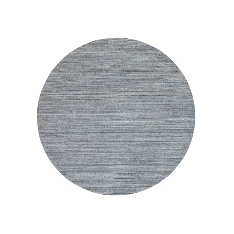 Tapis oriental rond en laine tissé à la main 8 pi x 8 pi gris Striae 317A241394064AA6ACA32D899ADEDB3E