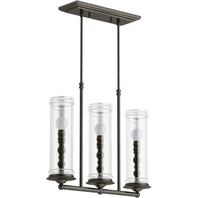 Lustre rectangulaire à 3 lumières pour îlot de cuisine Damask