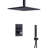 BathSelect Massa Ceiling Mount Matte Black Square Shower System with Thermostatic Mixer and Square Handheld Shower