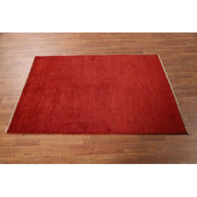Tapis contemporain contemporain rouge Gabbeh
