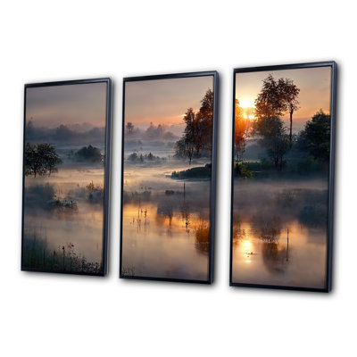 Morning Fog Over The Lake Sunset III " Morning Fog Over The Lake Sunset III " 3 - Pieces