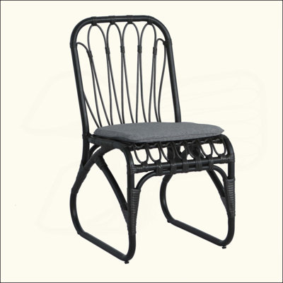 Chaises de salle à manger d'extérieur en osier PE avec coussins lavables, 2 chaises d'extérieur en rotin pour la cour, la piscine, le jardin et le patio
