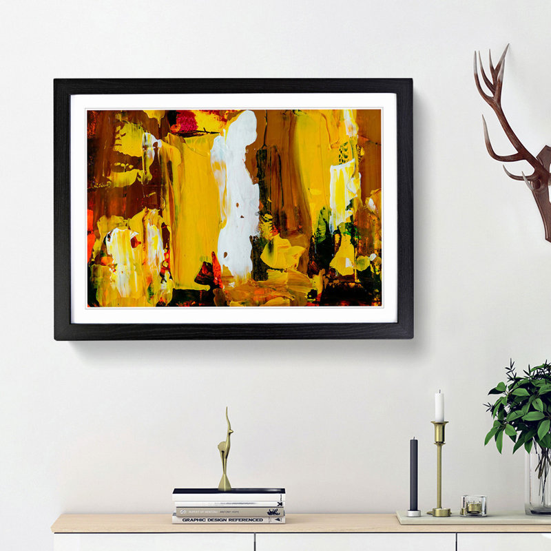 Abstract Art Painting Vol.245 by S.Johnson - Framed Print, Black Framed, 62cm H x 87cm W x 2cm D