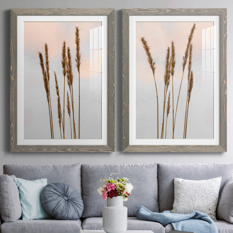 " Sunset Pond I " 2 Piece Art Mixed Media Print, 37.5" H x 27.5" W x 1" D, Gray Framed Paper, White