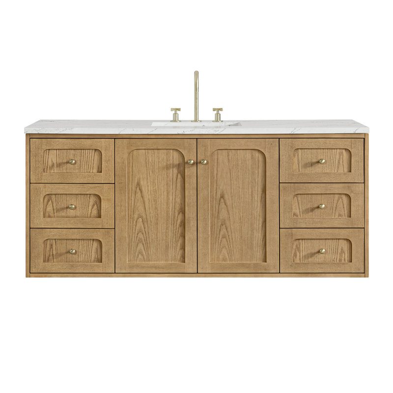 Laurent 60'' W Single Vanity, 8" Centers, Light Natural Oak, Ethereal Noctis