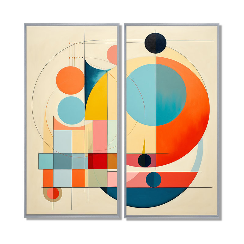 «Serendipity Abstract Mid-Century Geometrics IV», décoration murale abstraite de style Mid-Century, H 32 po x l 32 po