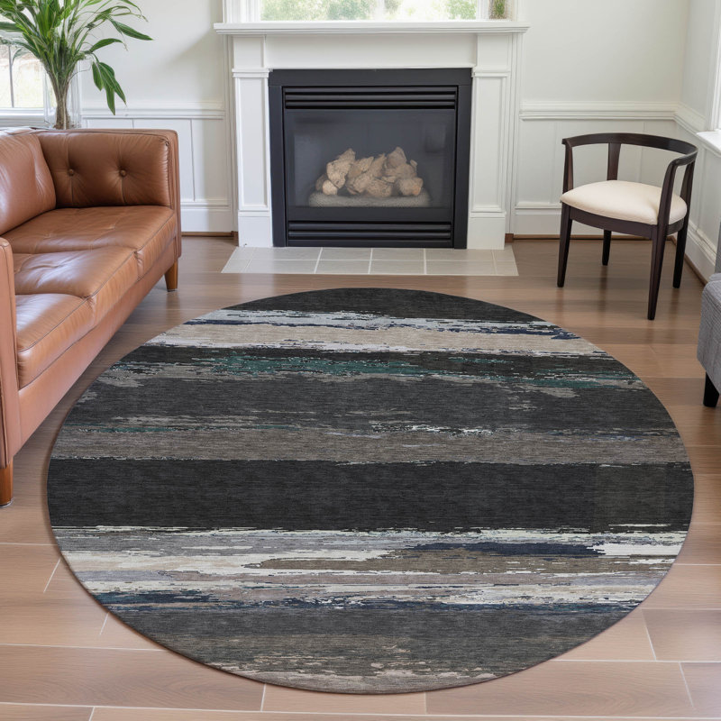 Premium Machine Washable Alijah AMF1280 Modern Rug, Round 8'