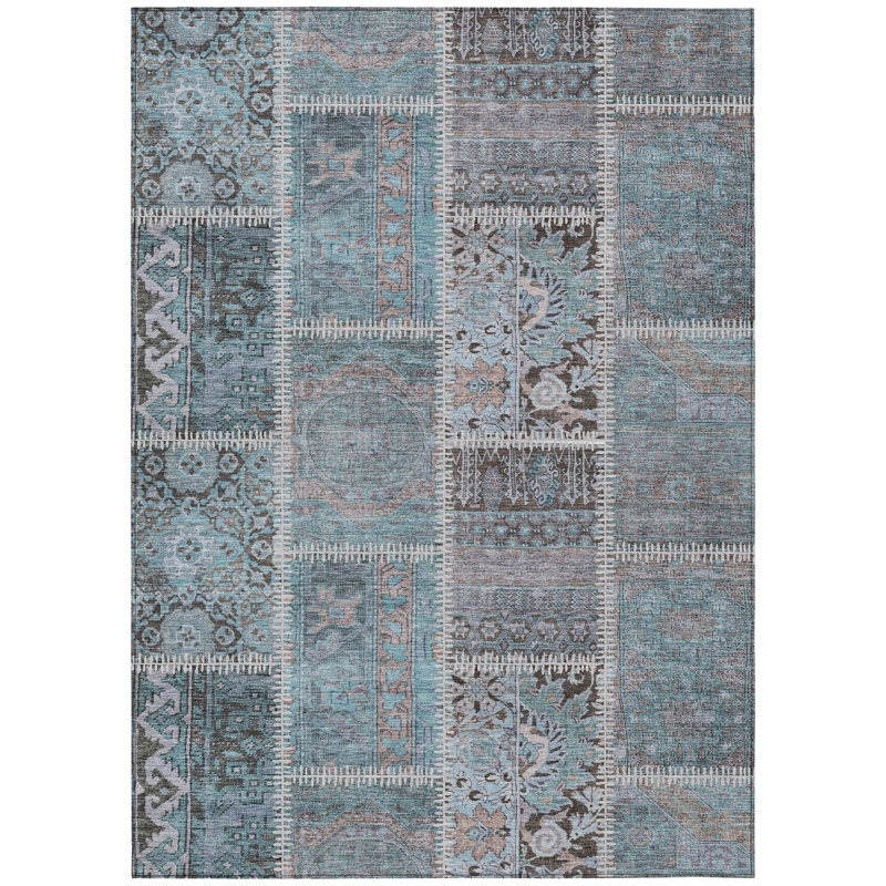 Patchwork Indoor / Outdoor Rug, Rectangle 10' x 14'