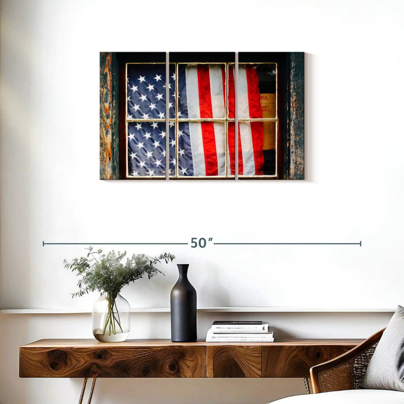 Borges American Flag On Window, 20" H x 33" W