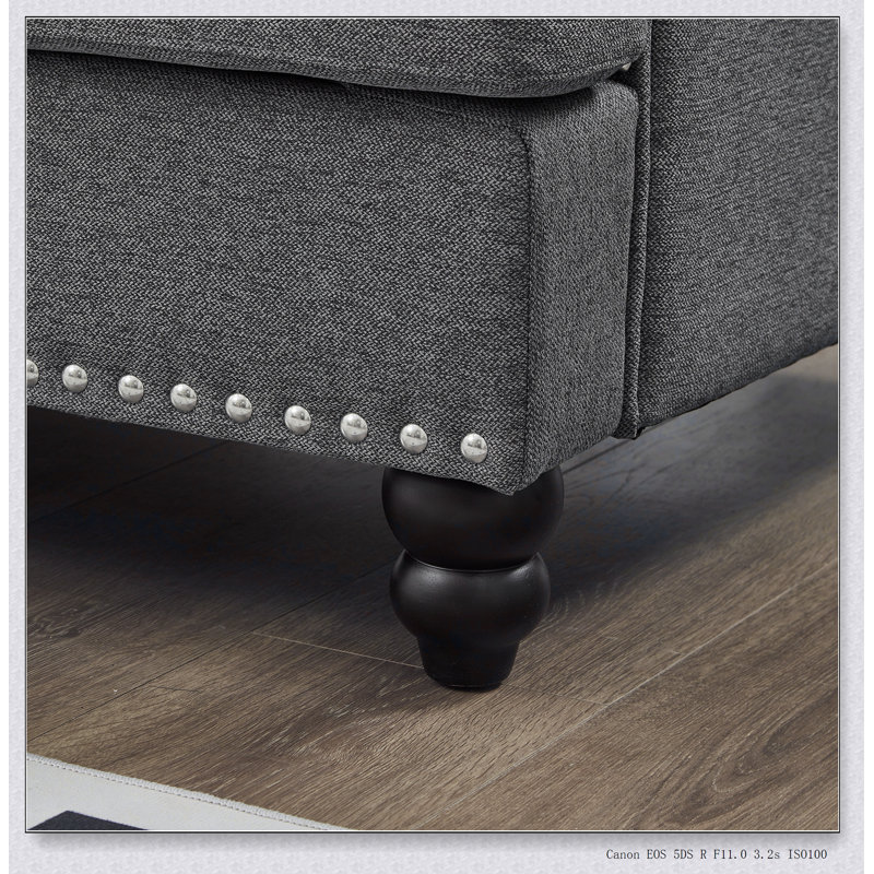 Causeuse de salon avec clous Classic Design, parfaite pour les sièges élégants et confortables, Gris