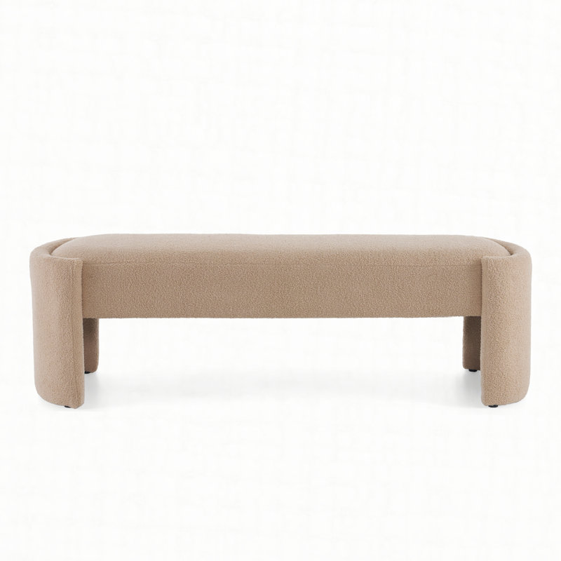 Elegant and Simple Long - shaped Ottoman Bench, Light Camel