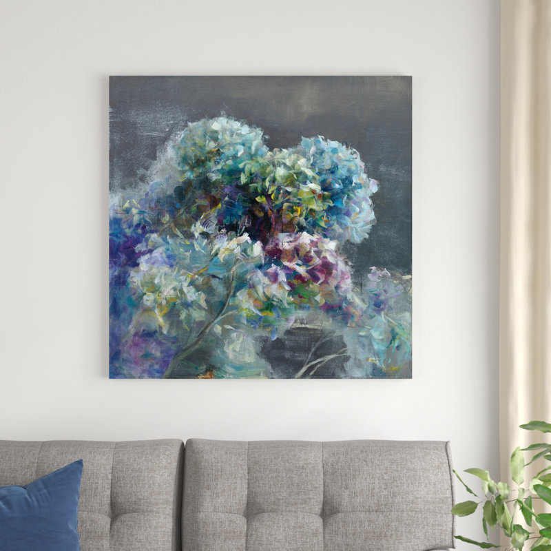 Abstrait hortensia foncé, H 36 po x l 36 po x P 1,25 po
