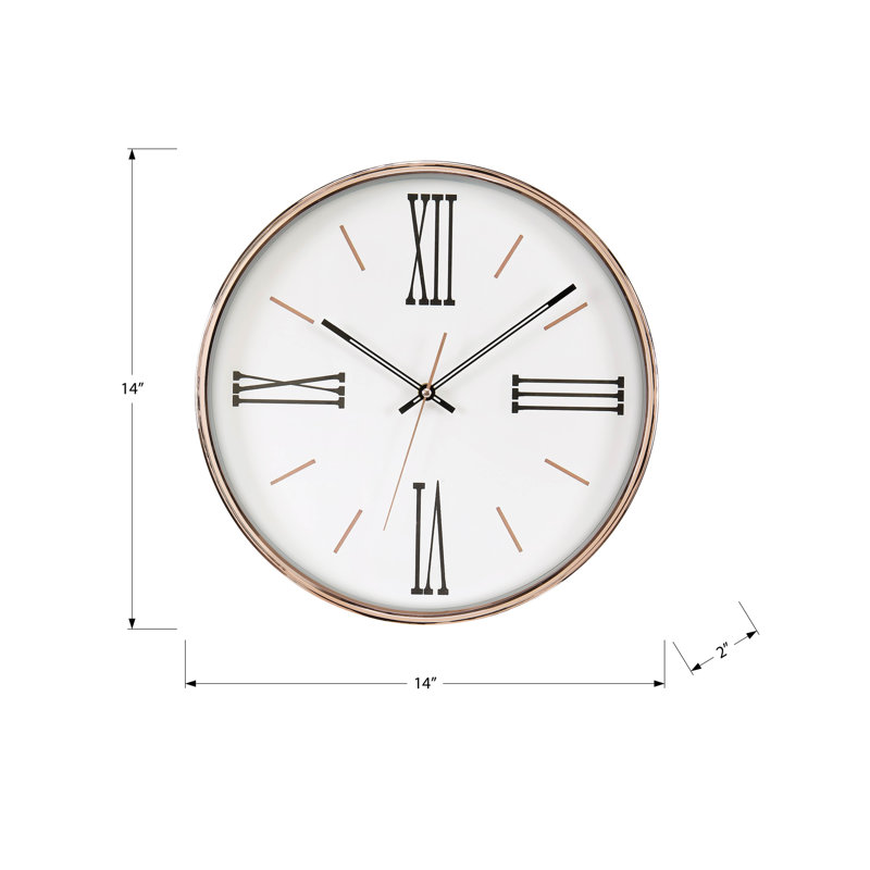 Clocks, 14" Round, Wall Clock, Gold Frame, Transitional