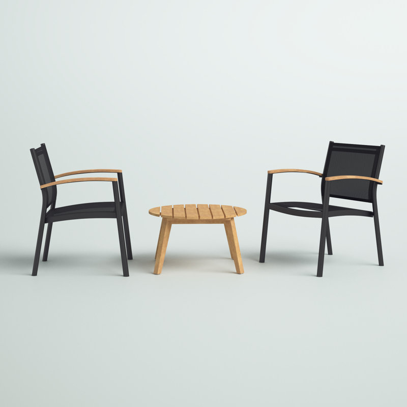 Patio 3 Piece Bistro Set Teak Finish Outdoor Furniture Dining Set 
