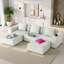 Canapé modulaire en velours côtelé 5 places avec 2 repose-pieds Boneless-1616717149