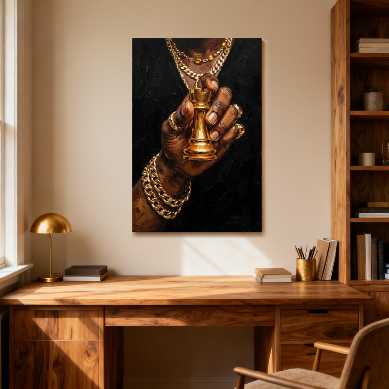 Pièce d'échecs dorée à la mode avec bijoux, H 40 po x l 28 po