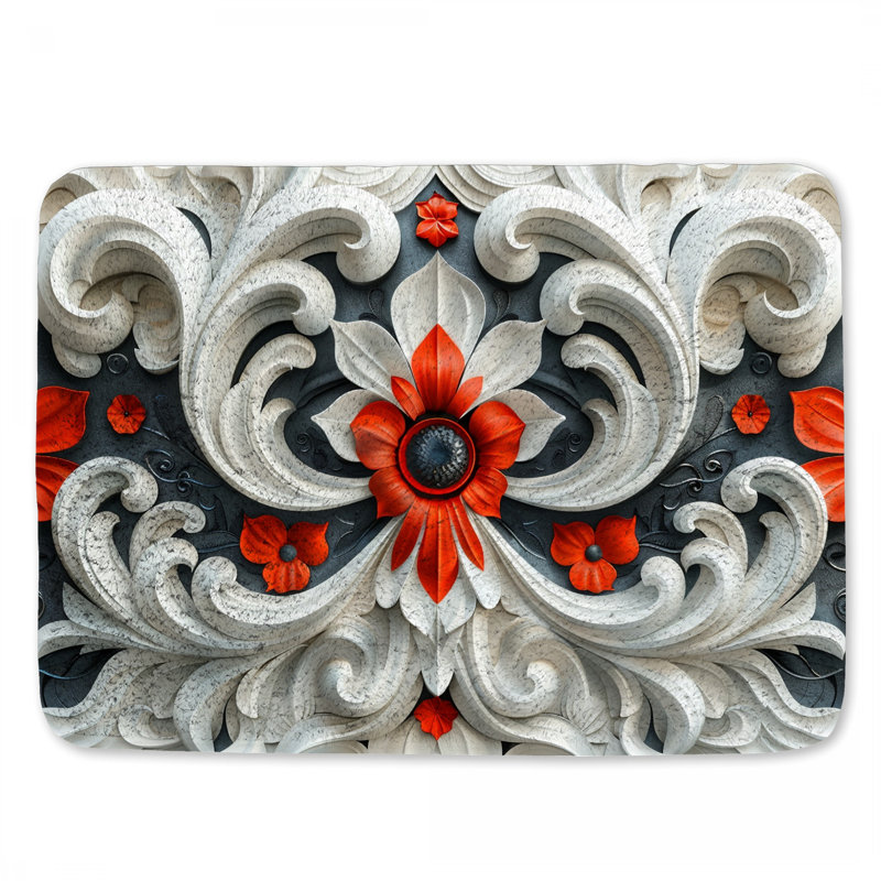 Tapis de bain floral à motif floral Victorian, L 17 po x L 24 po