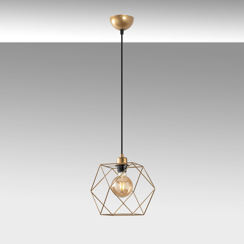 Elegant Gold Metal Chandelier, 10.2 x 10.2 x 47.2 Inches | 1 x E27 Socket (Max 40W, Bulb Not Included) | Stylish Lighting Fixture for Living Room, Dining Room & Entryway | IP20 Rated for Indoor Use