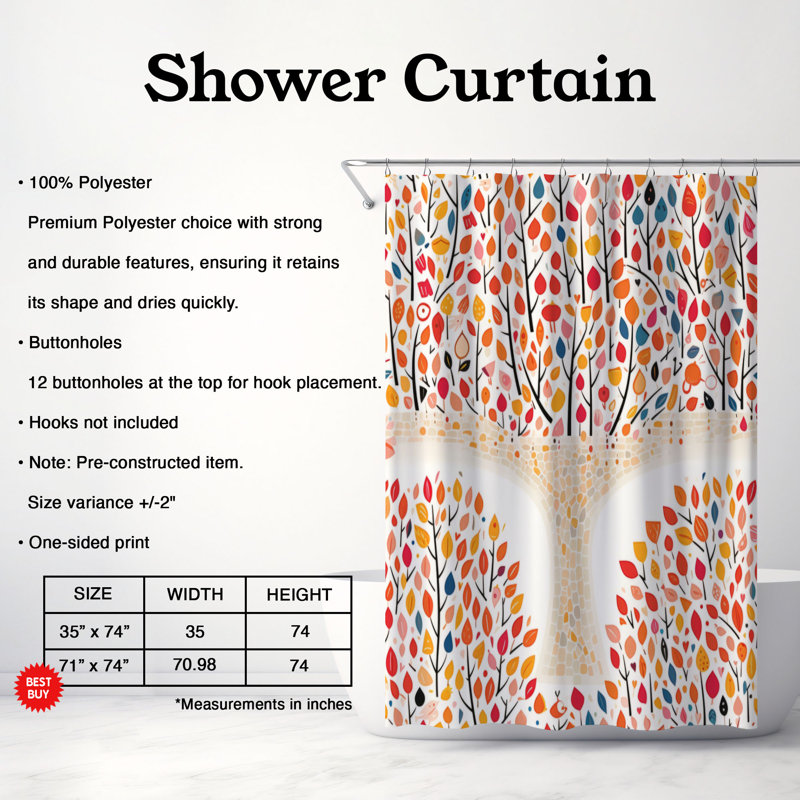 Rideau de douche abstrait Bitania, H 74 po x l 71 po