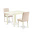 L'ensemble de table de cuisine 3 pièces comprend une table de salle à manger rectangulaire avec Dropleaf et 2 chaises de salle à manger Parson en tissu beige clair, lin blanc-1439909367-1439909366-1440201862