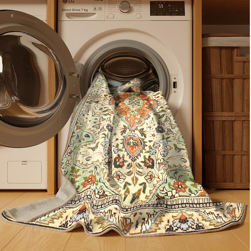 Tapis traditionnel 100% lavable à la machine 4371, Rectangle 8 pi x 10 pi