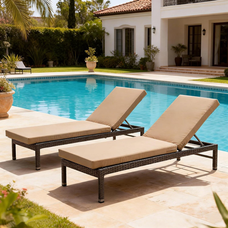 Remplacement du coussin de chaise longue d'extérieur, coussin de chaise longue de piscine imperméable, kaki