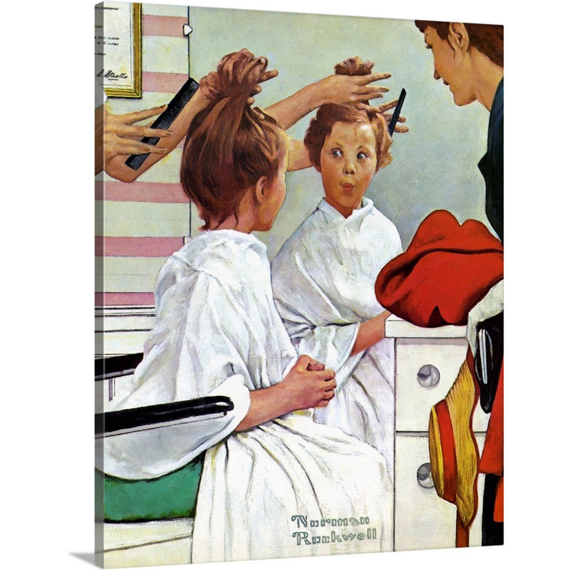 Norman Rockwell, premier voyage à la boutique de beauté, toile, H 20 po x l 16 po x P 1,25 po, Toile tendue