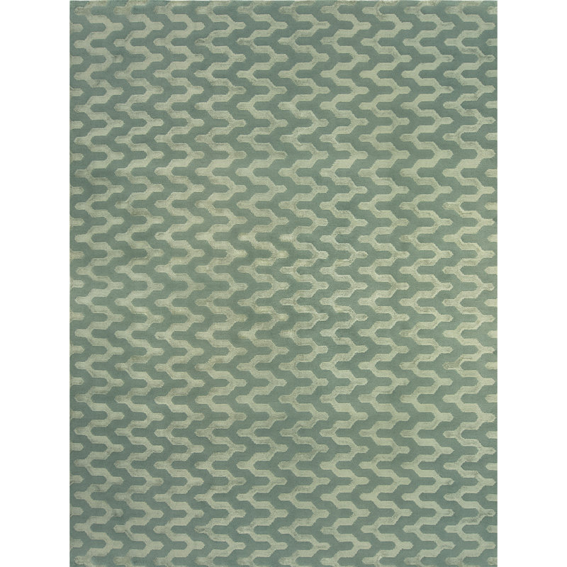 Hand Knotted Area Rug in Sea Glass, Rectangle 6' x 9'