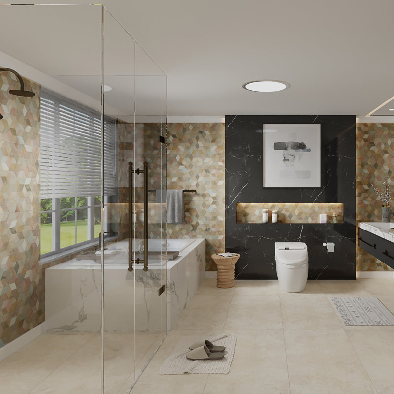Pictura Faber 23-1/2 In. X 47 In. Porcelain Floor And Wall Tile, Beige/Orange