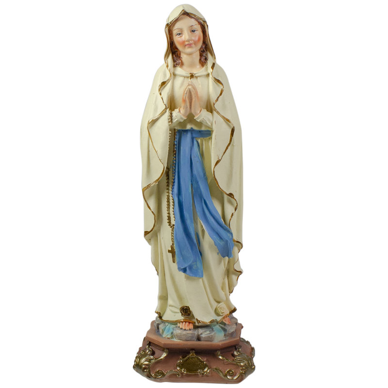 12.5" Our Lady Of Lourdes White And Blue Polyresin Tabletop Figurine