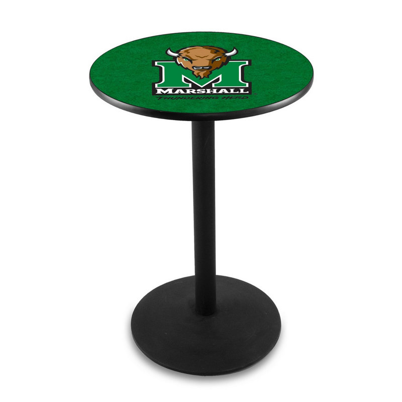 Round Metal Base Dining Table, Marshall University, Black Wrinkle