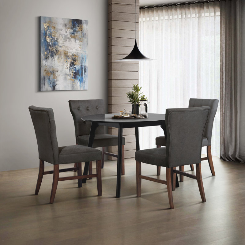 Ensemble de salle à manger Ast ronde 41,73 po, Gris foncé