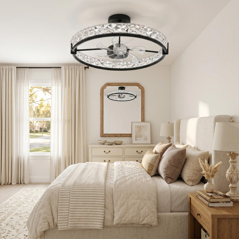 Ventilateur de plafond moderne de 20 pouces avec lumière et télécommande pour le salon et la chambre à coucher