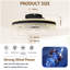Ventilateur de plafond silencieux intelligent 20 "avec lumière - Lampe encastrée en cristal à DEL avec pales cachées et système de circulation d'air naturel, conçu pour la chambre à coucher, la chambre d'enfant et le bureau