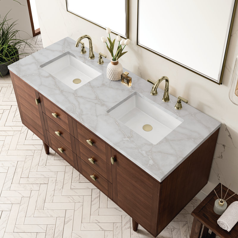 Amberly 60'' W Double Vanity, Victorian Silver
