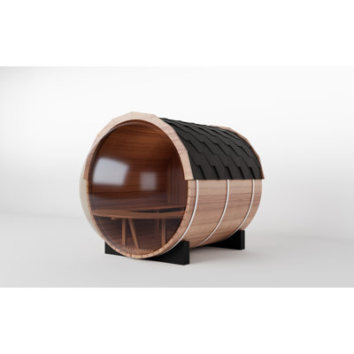 Sauna à vapeur panoramique extérieur pour l'extérieur, sauna en bois de cèdre rouge canadien pour 4-6 personnes, chauffage électrique certifié ETL de 6 kW, pierres, accessoires, 195 ℉