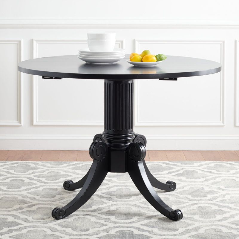 Denholme Extendable Pine Oval Solid Wood Dining Table, Black