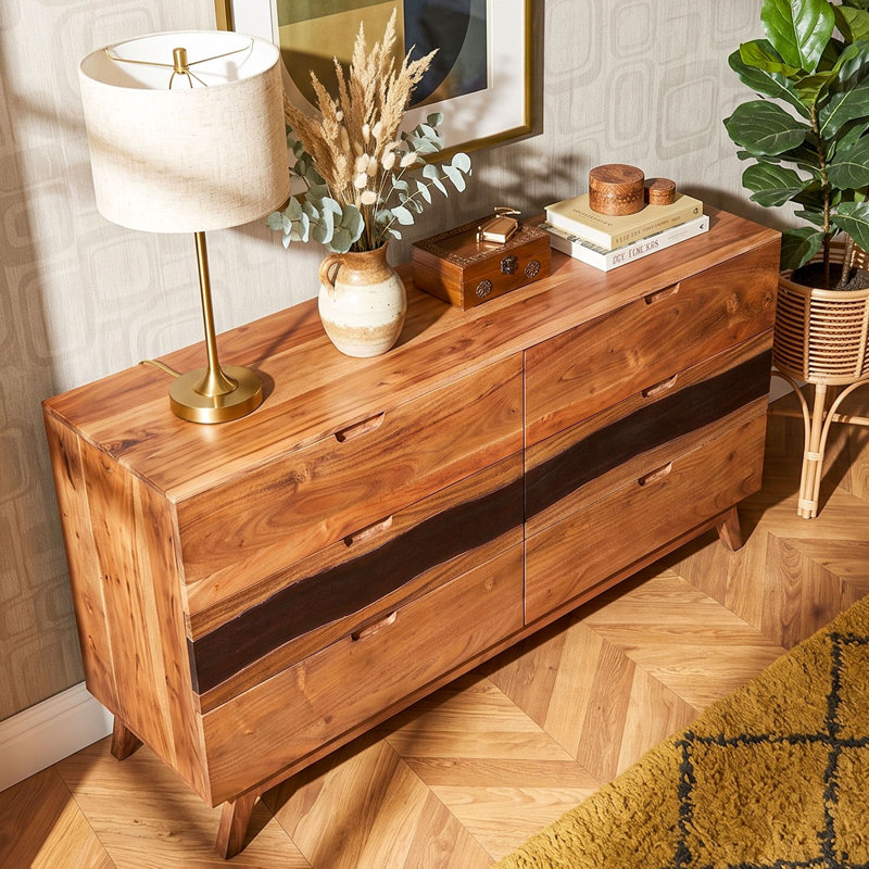 Commode prémontée 59 tiroirs 59 po Mid-Century