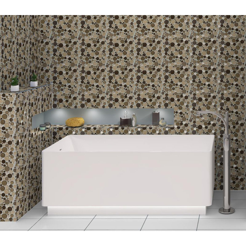 Fizzle Marble and Glass Bubble Mosaic Kitchen Backsplash, Bathroom, Shower, Pool, Wall and Floor Tile, Siphon