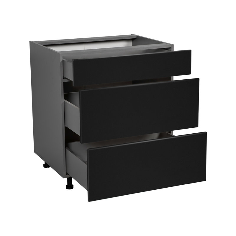 34.5'' H Particleboard Standard Base Cabinet Ready-to-Assemble, Black Matte, 34.5" H x 33" W