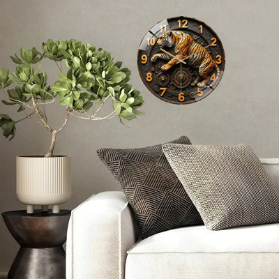 Horloge murale rétro vintage en tigre 12 po
