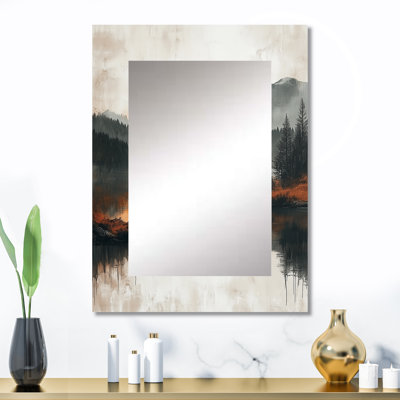 Grey Minimalism Norway Winter Landscapes V - Orange Wall Mirror Decor