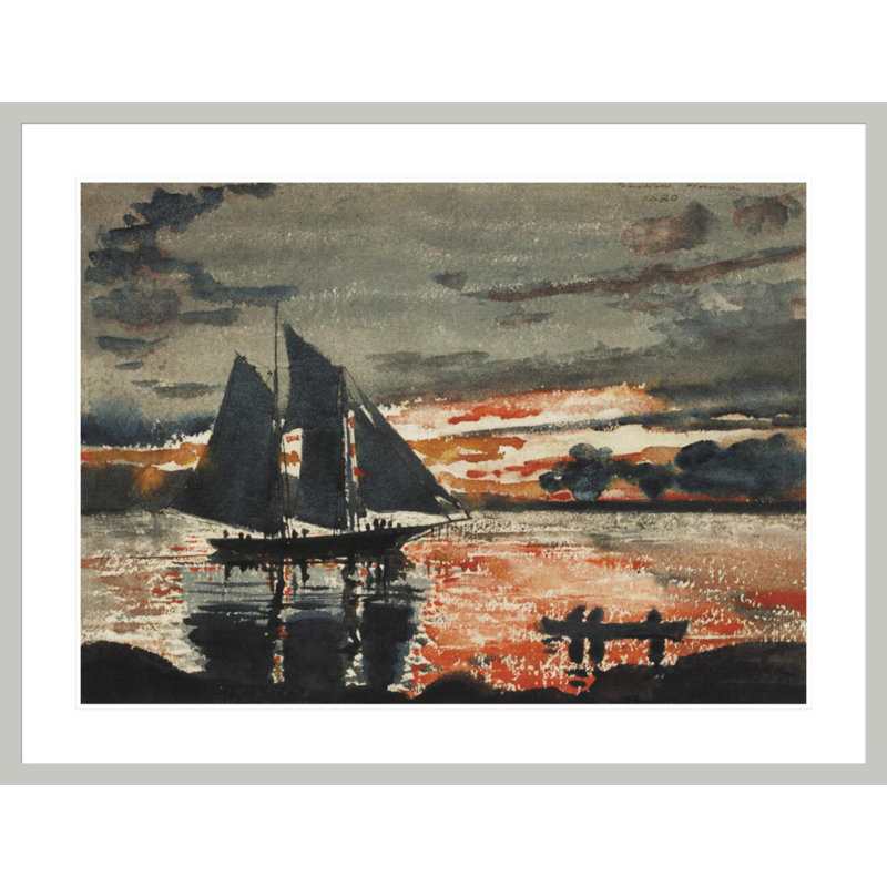 «Sunset Fires» par Winslow Homer, impression giclée encadrée, 31,97 po H x 41,5 po L